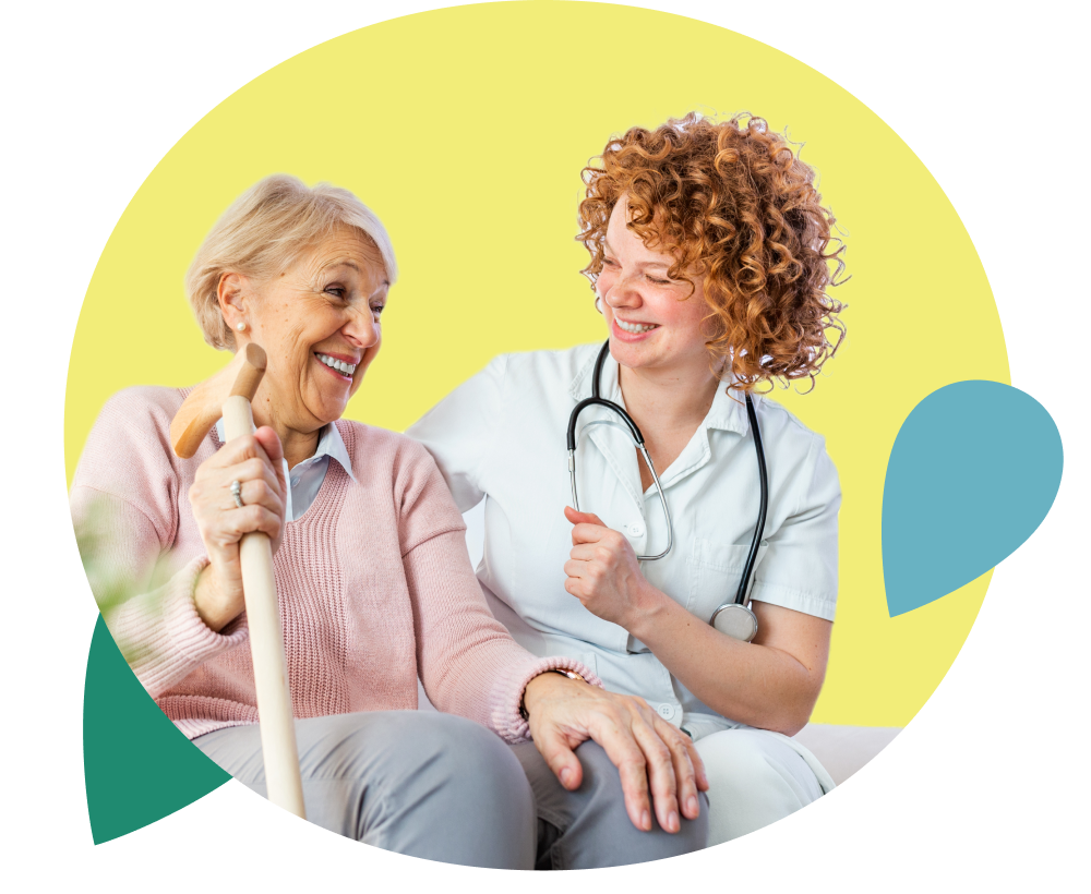 Pleasant experience between an elderly woman and a healthcare worker